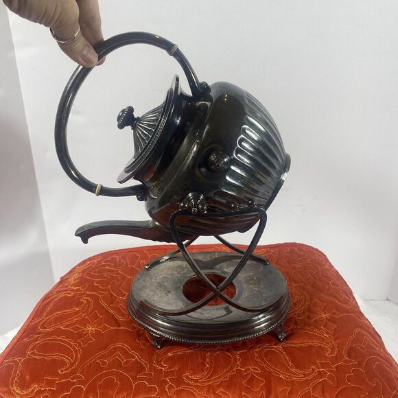 Tilting Tea Kettle & Warming Stand 1920's Middleton Co. Quadruple Plated # 1150